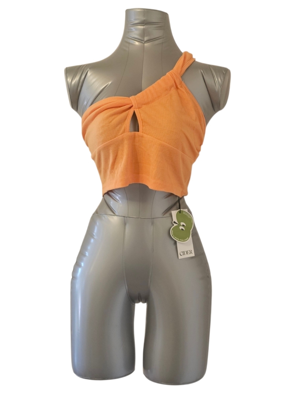 Orange Cider Women's Asymmetrical Halter Cut Out Crop Top